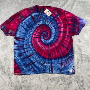 Gildan Softstyle Tie Dye T Shirt Blue Pink Swirl Skeleton Graphic Tee Mens 3XL